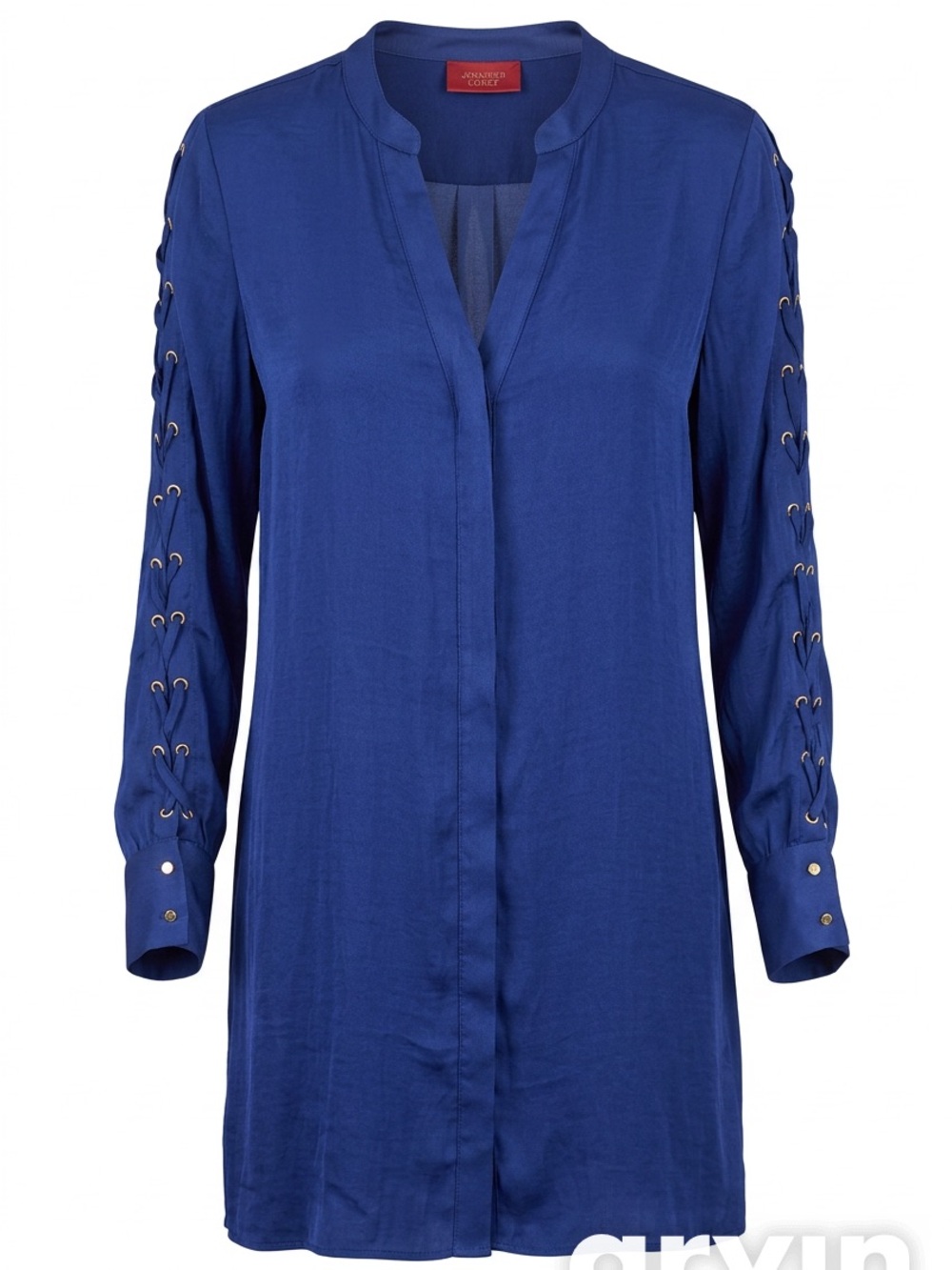 Jennifer Lopez Royal Blue Lace-Up Sleeve Tunic